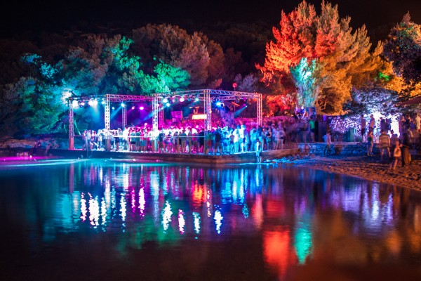 Beach stage at night